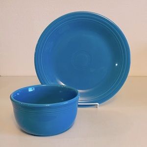 2 pc Set Fiesta Peacock Gusto Bowl + Dinner Plate